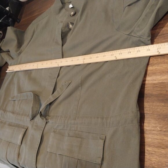 J Jill Utility Safari Jacket Womens 2X Olive Green Anorak Tie Waist Lightweight. - Picture 8 of 13